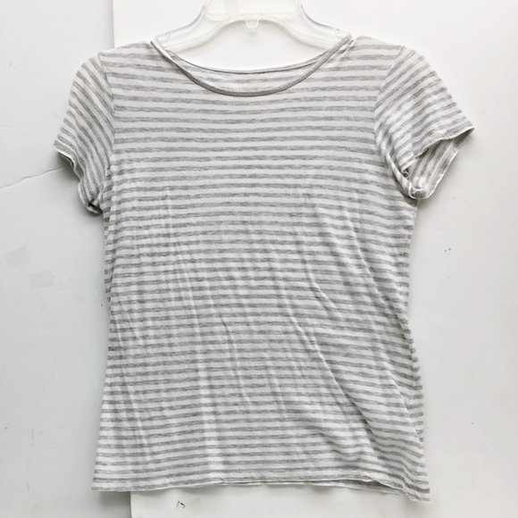 2 Tops Active USA Blue Long Sleeve + Banana Republic Gray Stripe Short Sleeve - Picture 2 of 9